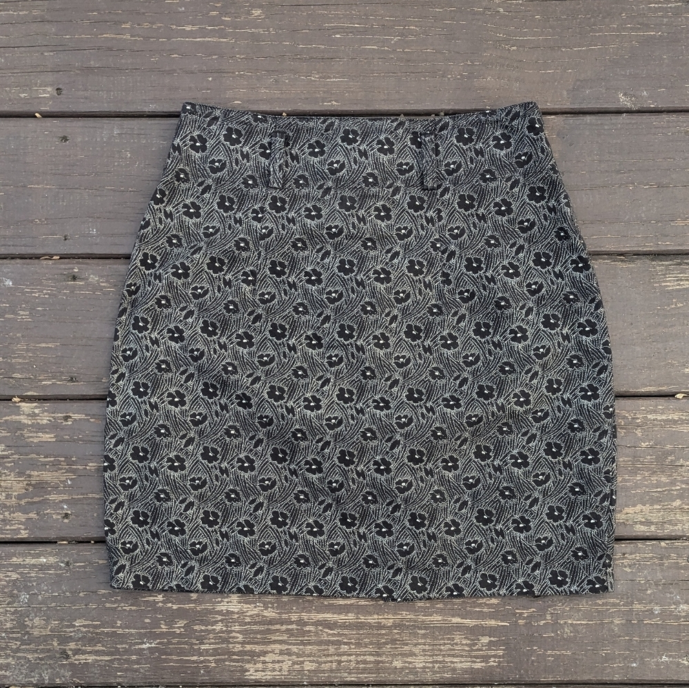 A Byer Vintage 90s Black Flower Skirt